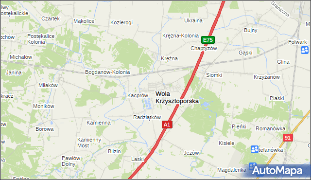 mapa Wola Krzysztoporska, Wola Krzysztoporska na mapie Targeo