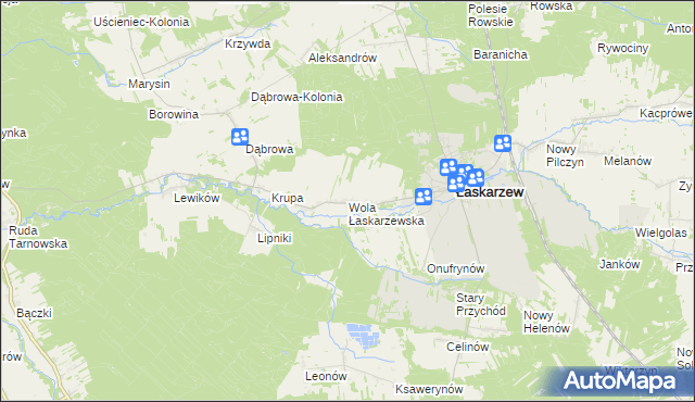 mapa Wola Łaskarzewska, Wola Łaskarzewska na mapie Targeo