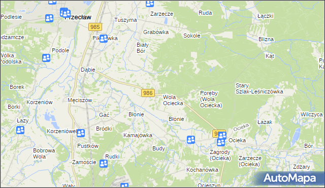 mapa Wola Ociecka, Wola Ociecka na mapie Targeo