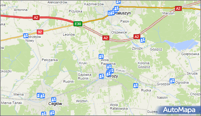 mapa Wola Paprotnia, Wola Paprotnia na mapie Targeo