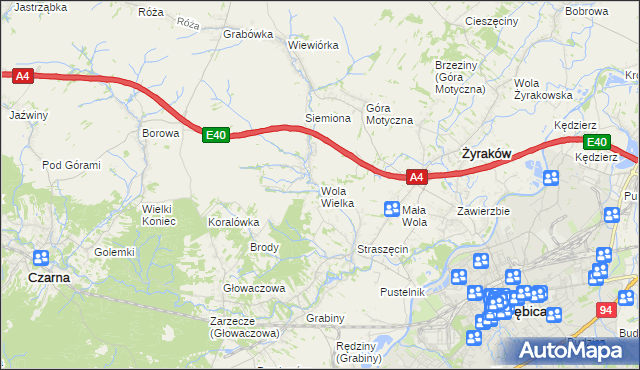 mapa Wola Wielka gmina Żyraków, Wola Wielka gmina Żyraków na mapie Targeo