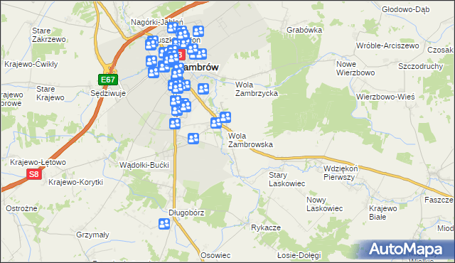 mapa Wola Zambrowska, Wola Zambrowska na mapie Targeo