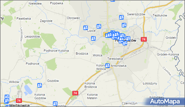 mapa Wolica gmina Hrubieszów, Wolica gmina Hrubieszów na mapie Targeo