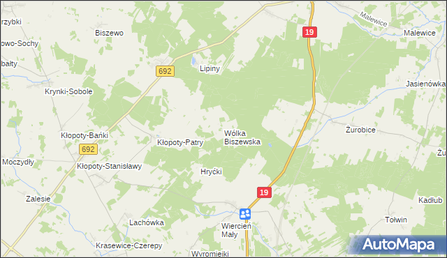 mapa Wólka Biszewska, Wólka Biszewska na mapie Targeo