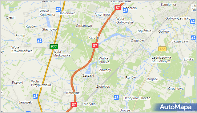 mapa Wólka Pracka, Wólka Pracka na mapie Targeo