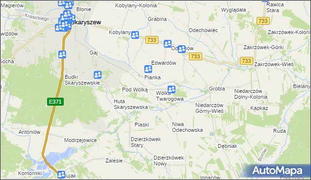 mapa Wólka Twarogowa, Wólka Twarogowa na mapie Targeo