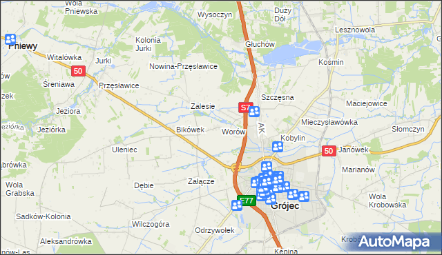 mapa Worów, Worów na mapie Targeo