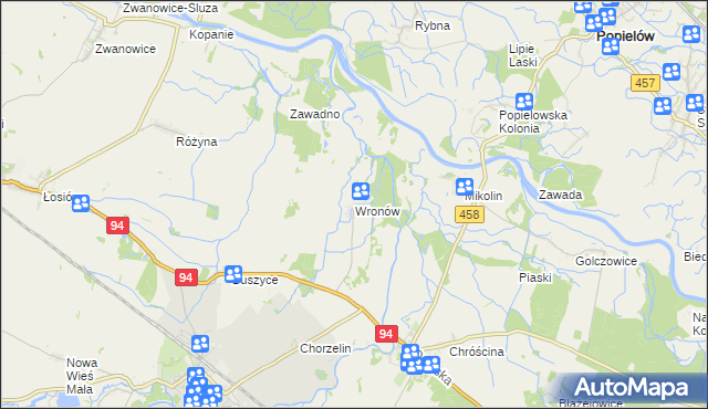 mapa Wronów gmina Lewin Brzeski, Wronów gmina Lewin Brzeski na mapie Targeo