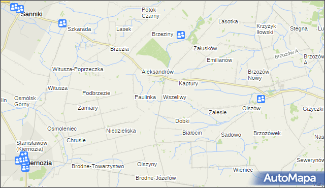 mapa Wszeliwy, Wszeliwy na mapie Targeo