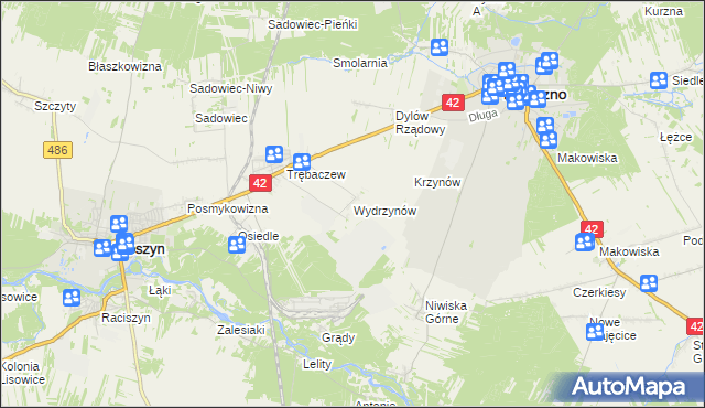 mapa Wydrzynów, Wydrzynów na mapie Targeo