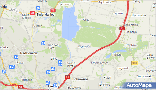 mapa Wymysłów gmina Bobrowniki, Wymysłów gmina Bobrowniki na mapie Targeo