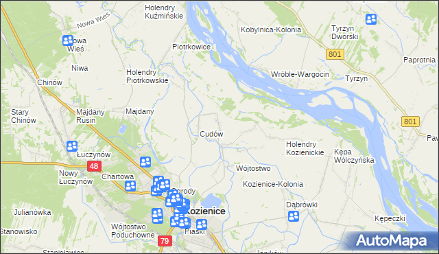 mapa Wymysłów gmina Kozienice, Wymysłów gmina Kozienice na mapie Targeo