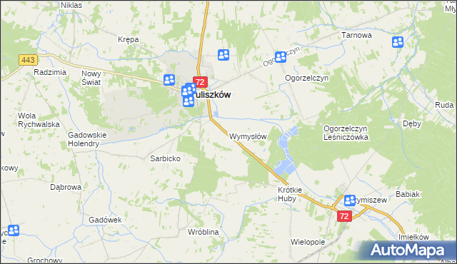 mapa Wymysłów gmina Tuliszków, Wymysłów gmina Tuliszków na mapie Targeo