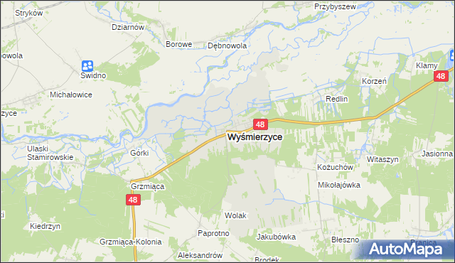 mapa Wyśmierzyce, Wyśmierzyce na mapie Targeo