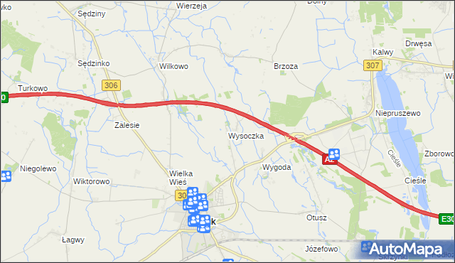 mapa Wysoczka gmina Buk, Wysoczka gmina Buk na mapie Targeo