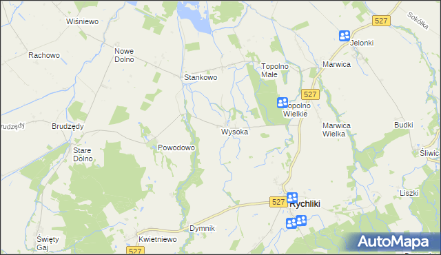 mapa Wysoka gmina Rychliki, Wysoka gmina Rychliki na mapie Targeo