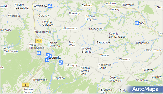 mapa Wysoki Średnie, Wysoki Średnie na mapie Targeo