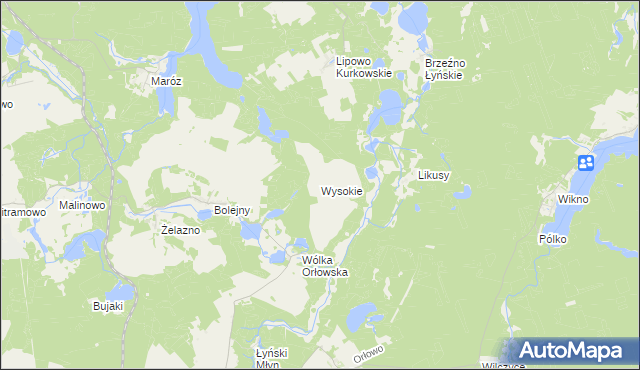 mapa Wysokie gmina Nidzica, Wysokie gmina Nidzica na mapie Targeo
