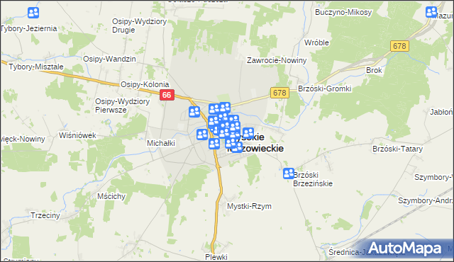 mapa Wysokie Mazowieckie, Wysokie Mazowieckie na mapie Targeo