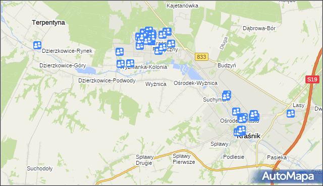 mapa Wyżnica-Kolonia, Wyżnica-Kolonia na mapie Targeo