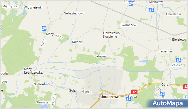 mapa Zabawa gmina Książ Wielkopolski, Zabawa gmina Książ Wielkopolski na mapie Targeo