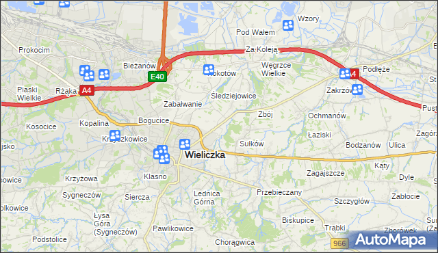 mapa Zabawa gmina Wieliczka, Zabawa gmina Wieliczka na mapie Targeo