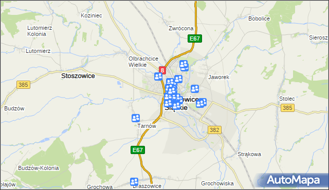 mapa Ząbkowice Śląskie, Ząbkowice Śląskie na mapie Targeo