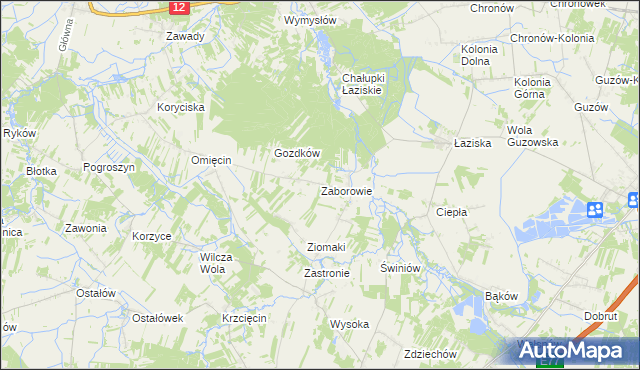 mapa Zaborowie, Zaborowie na mapie Targeo