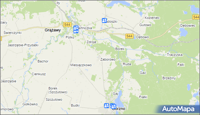 mapa Zaborowo gmina Górzno, Zaborowo gmina Górzno na mapie Targeo