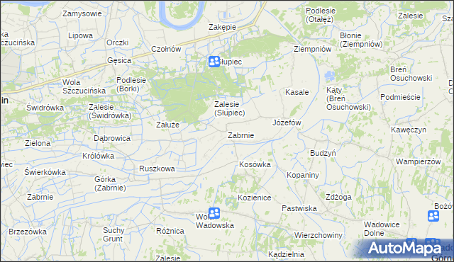 mapa Zabrnie gmina Wadowice Górne, Zabrnie gmina Wadowice Górne na mapie Targeo