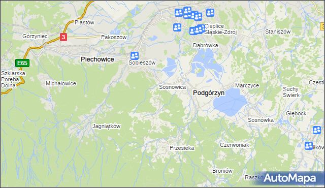 mapa Zachełmie gmina Podgórzyn, Zachełmie gmina Podgórzyn na mapie Targeo