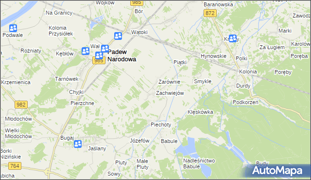 mapa Zachwiejów, Zachwiejów na mapie Targeo