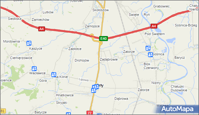 mapa Zadąbrowie gmina Orły, Zadąbrowie gmina Orły na mapie Targeo