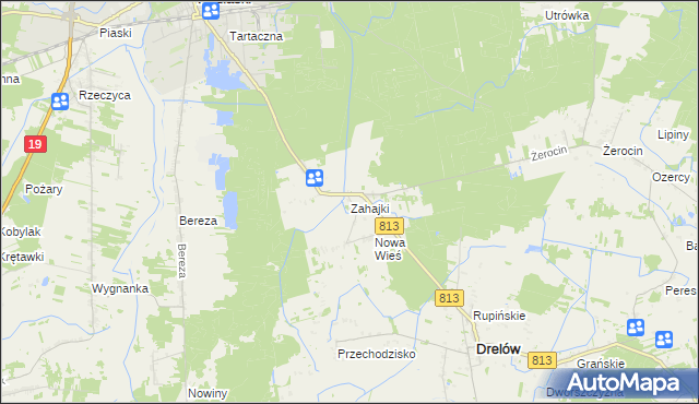 mapa Zahajki gmina Drelów, Zahajki gmina Drelów na mapie Targeo