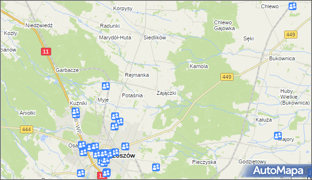 mapa Zajączki gmina Ostrzeszów, Zajączki gmina Ostrzeszów na mapie Targeo