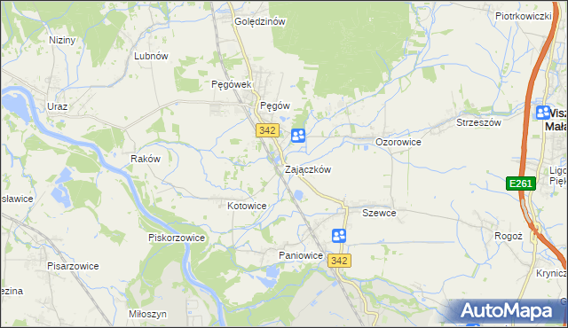 mapa Zajączków gmina Oborniki Śląskie, Zajączków gmina Oborniki Śląskie na mapie Targeo