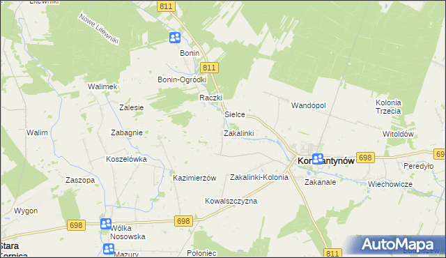 mapa Zakalinki, Zakalinki na mapie Targeo