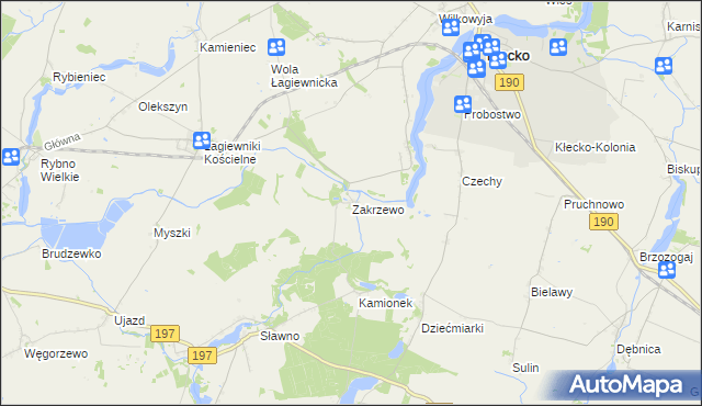 mapa Zakrzewo gmina Kłecko, Zakrzewo gmina Kłecko na mapie Targeo