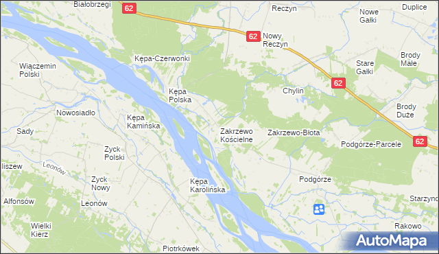 mapa Zakrzewo Kościelne, Zakrzewo Kościelne na mapie Targeo