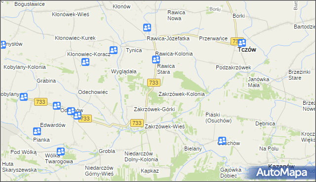 mapa Zakrzówek-Kolonia, Zakrzówek-Kolonia na mapie Targeo