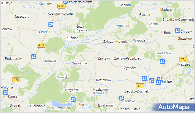 mapa Zakrzyn, Zakrzyn na mapie Targeo