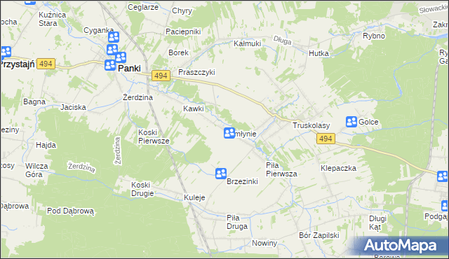 mapa Zamłynie gmina Wręczyca Wielka, Zamłynie gmina Wręczyca Wielka na mapie Targeo