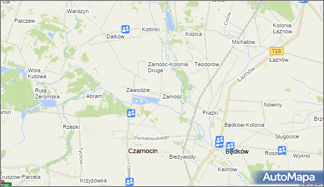 mapa Zamość gmina Czarnocin, Zamość gmina Czarnocin na mapie Targeo