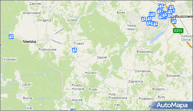 mapa Zapole gmina Niwiska, Zapole gmina Niwiska na mapie Targeo