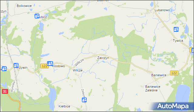 mapa Żarczyn gmina Widuchowa, Żarczyn gmina Widuchowa na mapie Targeo