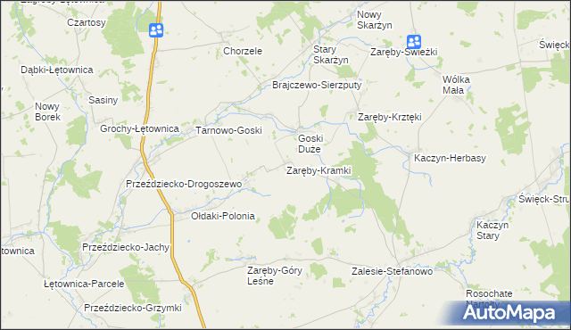 mapa Zaręby-Kramki, Zaręby-Kramki na mapie Targeo