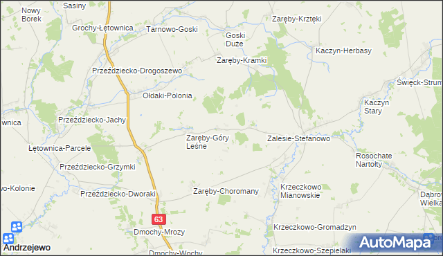 mapa Zaręby-Święchy, Zaręby-Święchy na mapie Targeo