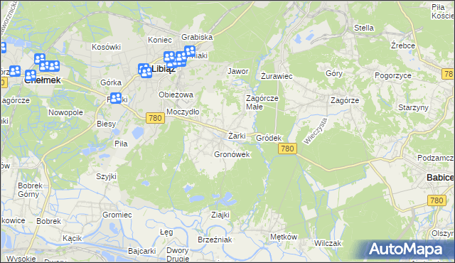 mapa Żarki gmina Libiąż, Żarki gmina Libiąż na mapie Targeo