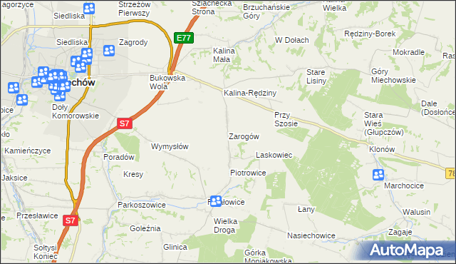 mapa Zarogów, Zarogów na mapie Targeo