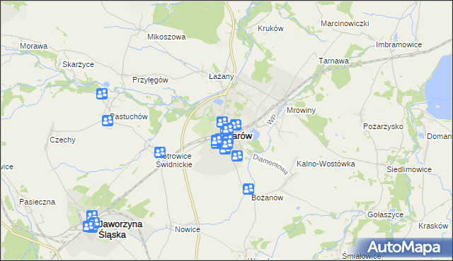 mapa Żarów powiat świdnicki, Żarów powiat świdnicki na mapie Targeo